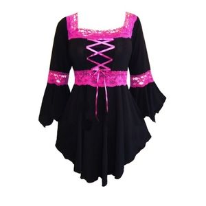 Dare to Wear Renaissance Top with Pink Lace 2X